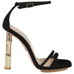Aquazzura Wild Nights 115 Black Sandals with Gold Heels - New in Box - Size 39